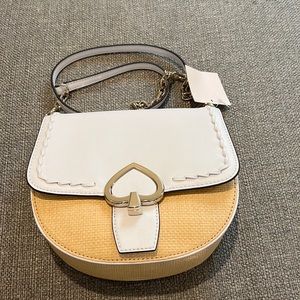 Kate Spade ♠️ Robyn straw medium saddle bag